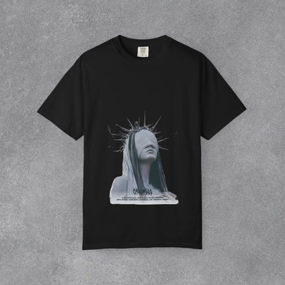 Copy of Blindfolded Statue Crown t-shirt | Surreal Portrait Tee, Monochrome Art