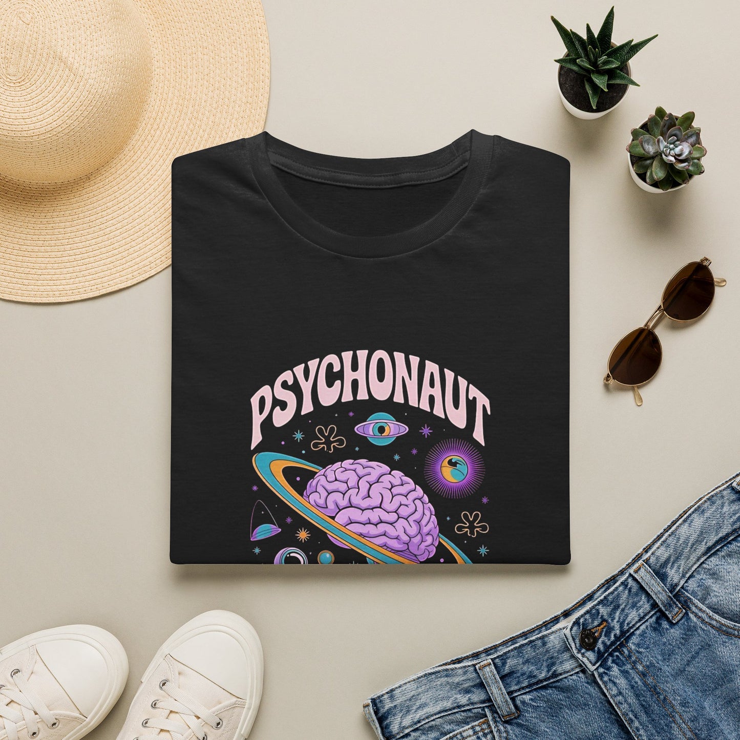 Copy of Psychonaut Brain Planet T-Shirt | Psychedelic Space Graphic Tee | Cosmic Astronaut Retro Vintage Unisex Shirt