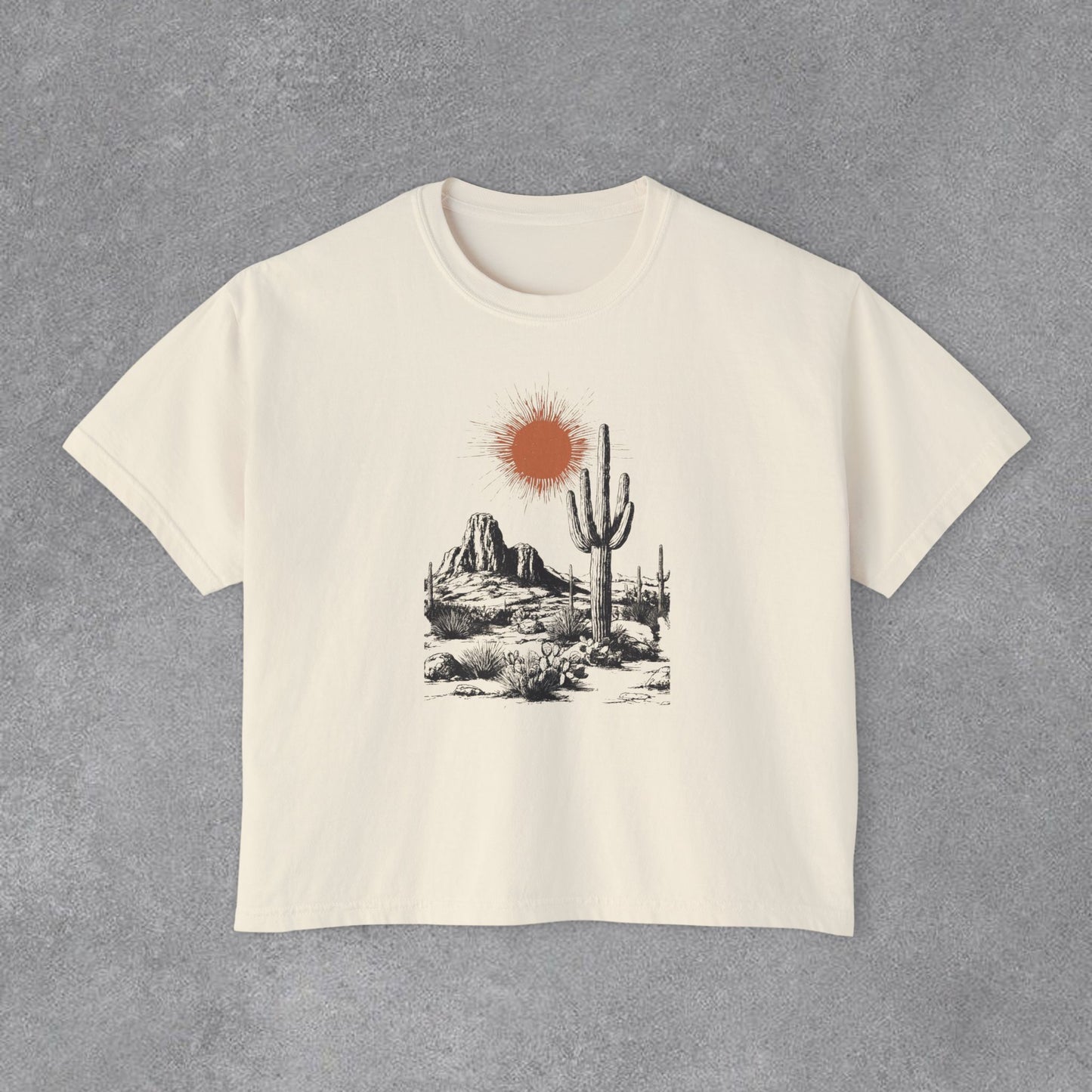 Copy of Desert Cactus Landscape Tee | Women's Boxy Tee