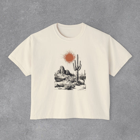 Copy of Desert Cactus Landscape Tee | Women's Boxy Tee