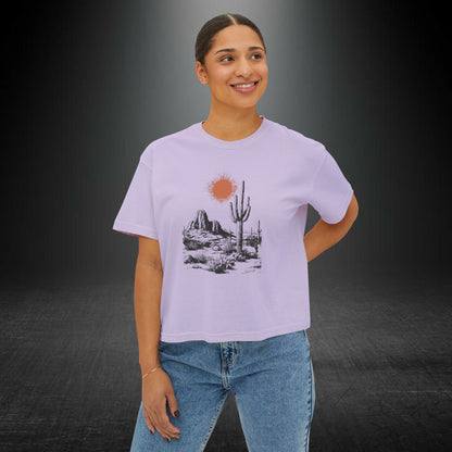 Copy of Desert Cactus Landscape Tee | Women's Boxy Tee
