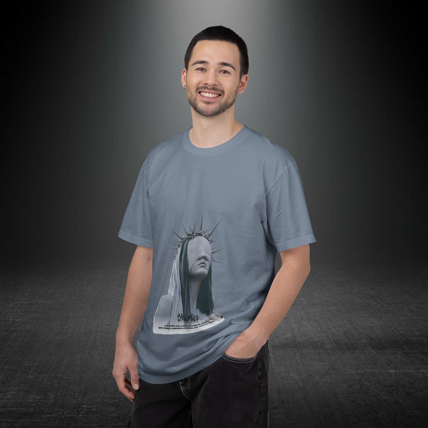 Copy of Blindfolded Statue Crown t-shirt | Surreal Portrait Tee, Monochrome Art