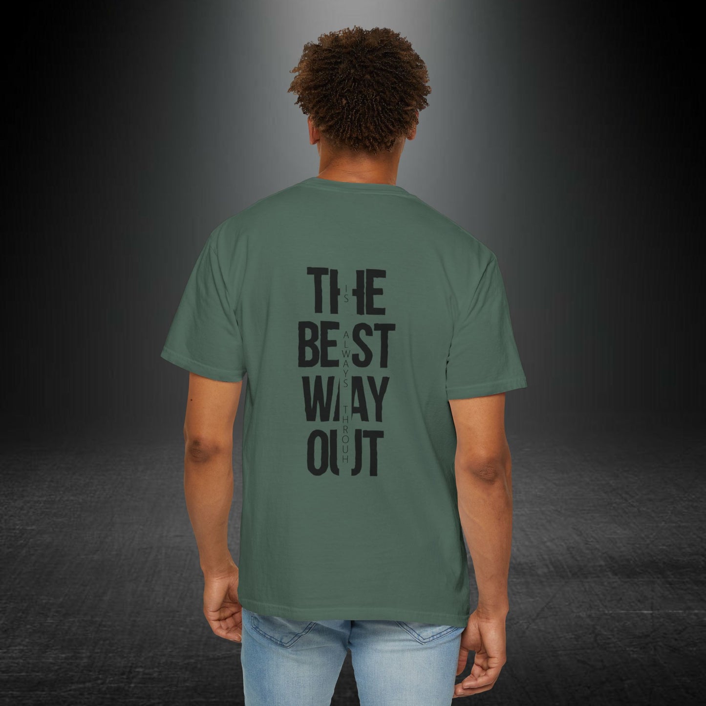 Copy of Cowboy Silhouette Horse Rider T-shirt | The Best Way Out Typographic Back Print