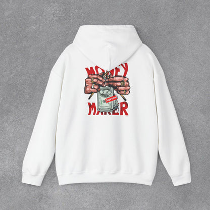 Money Maker Yazılı Para Tutan Eller Sırt Baskılı Kapüşonlu Sweatshirt