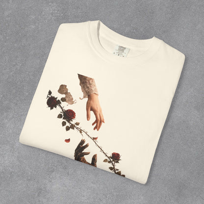 Copy of Hands Reaching with Rose Vine T-Shirt | Romantic Botanical Art