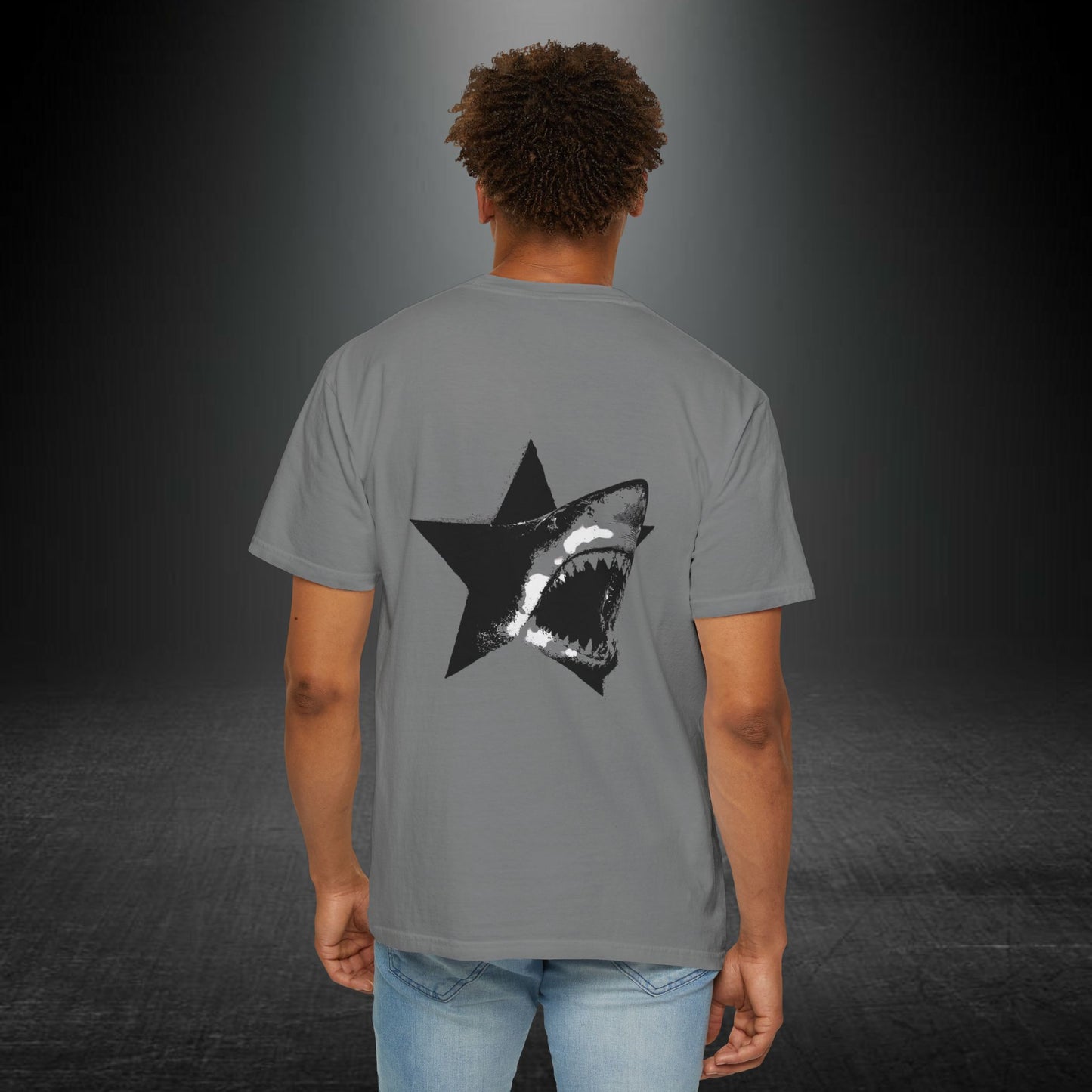 Copy of Skull Graphic T-Shirt | Gothic Tattoo Streetwear Tee | Vintage Washed Cotton Shirt | Shark Back Print | Unisex Graphic Tee
