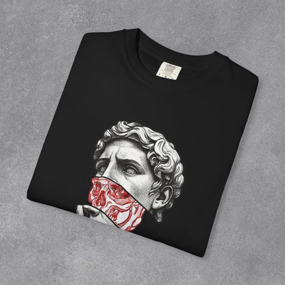 Copy of Sculpted Bust with Red Marble Band T-Shirt | Statue Art Tee