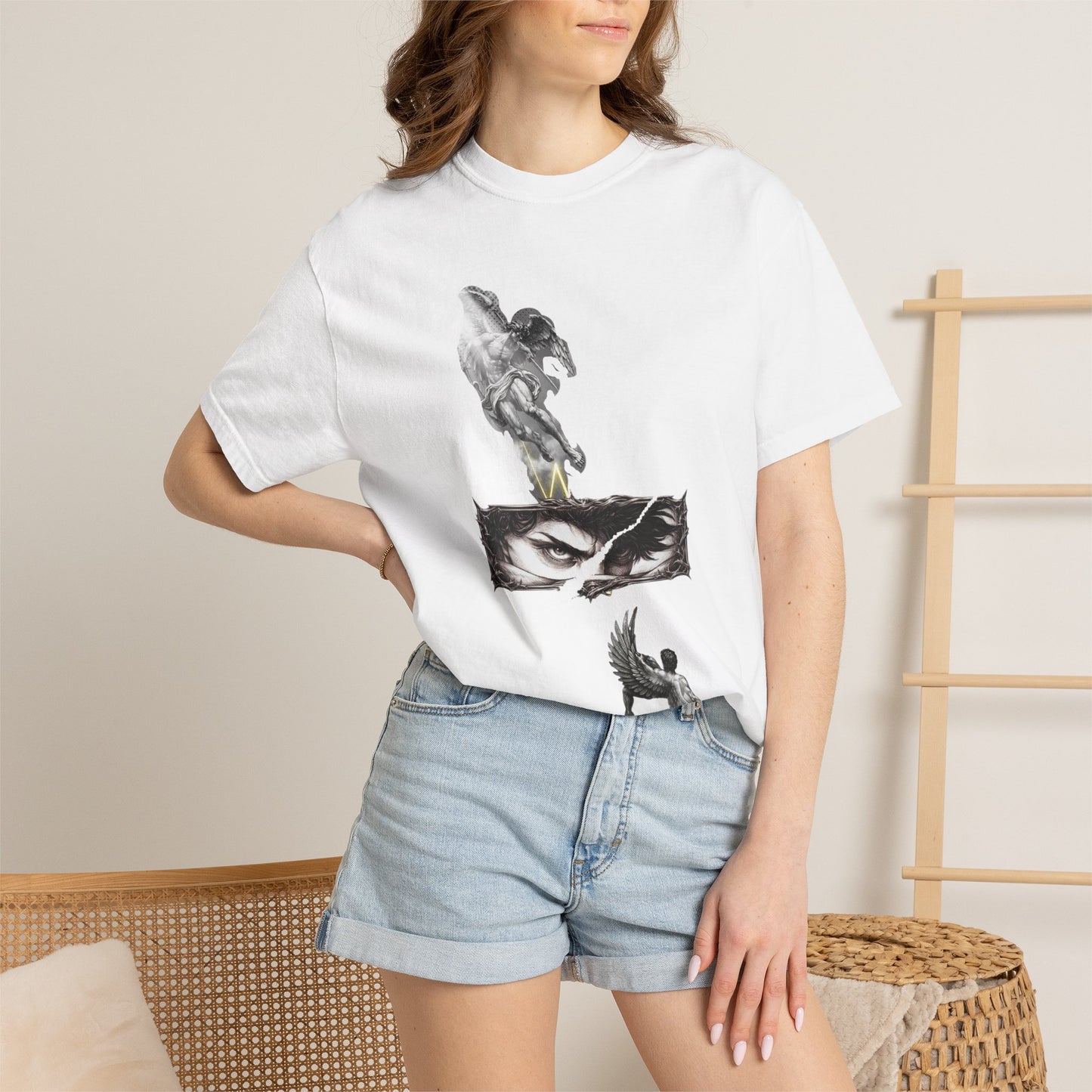 Copy of Angel Wings and Eyes T-Shirt | Graphic Tee with Angel Sketches