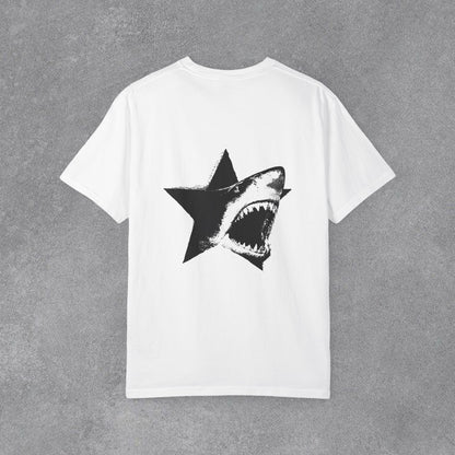 Copy of Skull Graphic T-Shirt | Gothic Tattoo Streetwear Tee | Vintage Washed Cotton Shirt | Shark Back Print | Unisex Graphic Tee