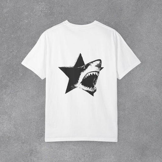 Copy of Skull Graphic T-Shirt | Gothic Tattoo Streetwear Tee | Vintage Washed Cotton Shirt | Shark Back Print | Unisex Graphic Tee