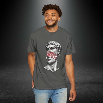 Copy of Sculpted Bust with Red Marble Band T-Shirt | Statue Art Tee