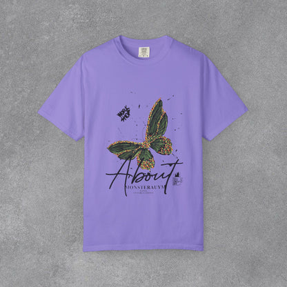 Butterfly Script Graphic T-Shirt – "About" Vintage Botanical Tee