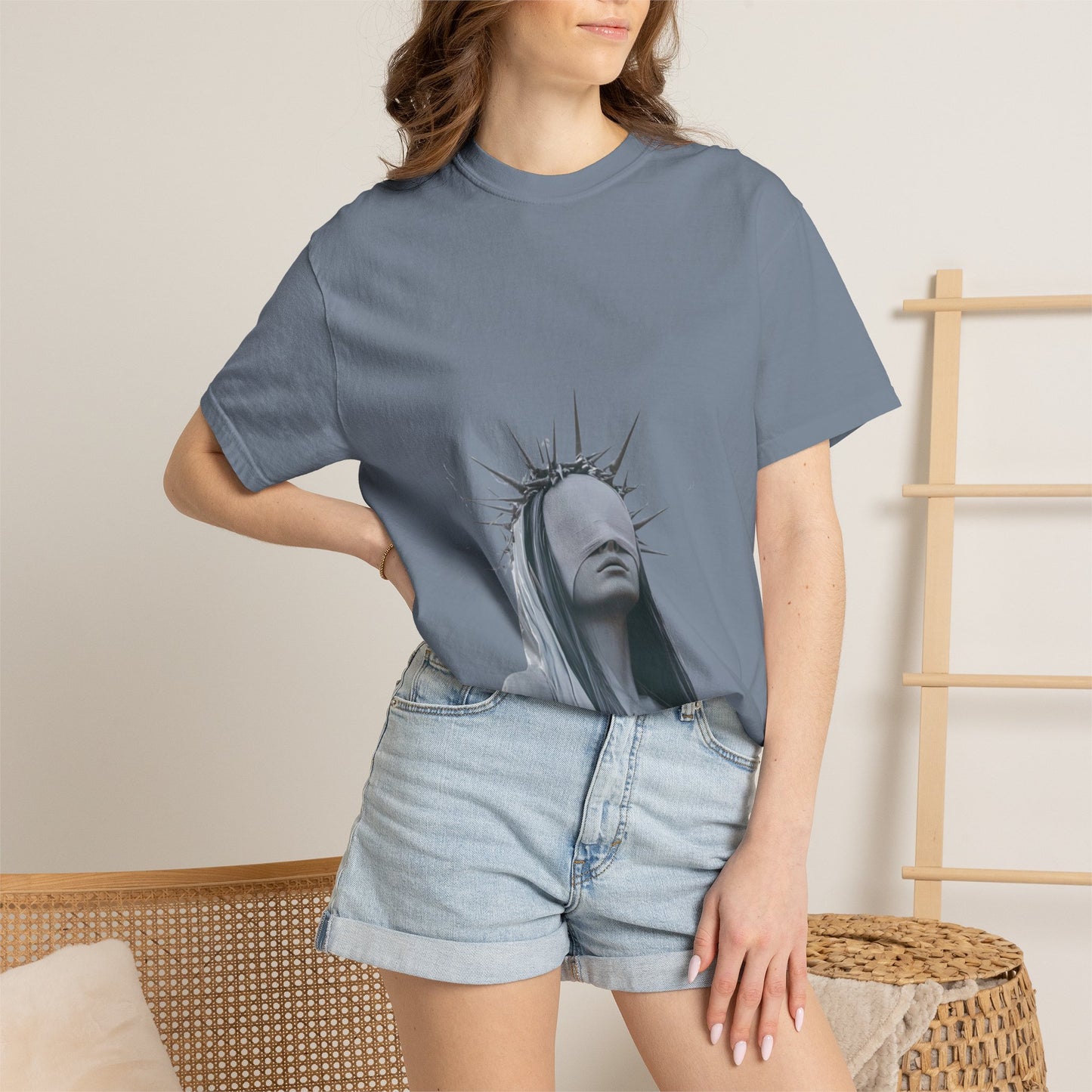 Copy of Blindfolded Statue Crown t-shirt | Surreal Portrait Tee, Monochrome Art