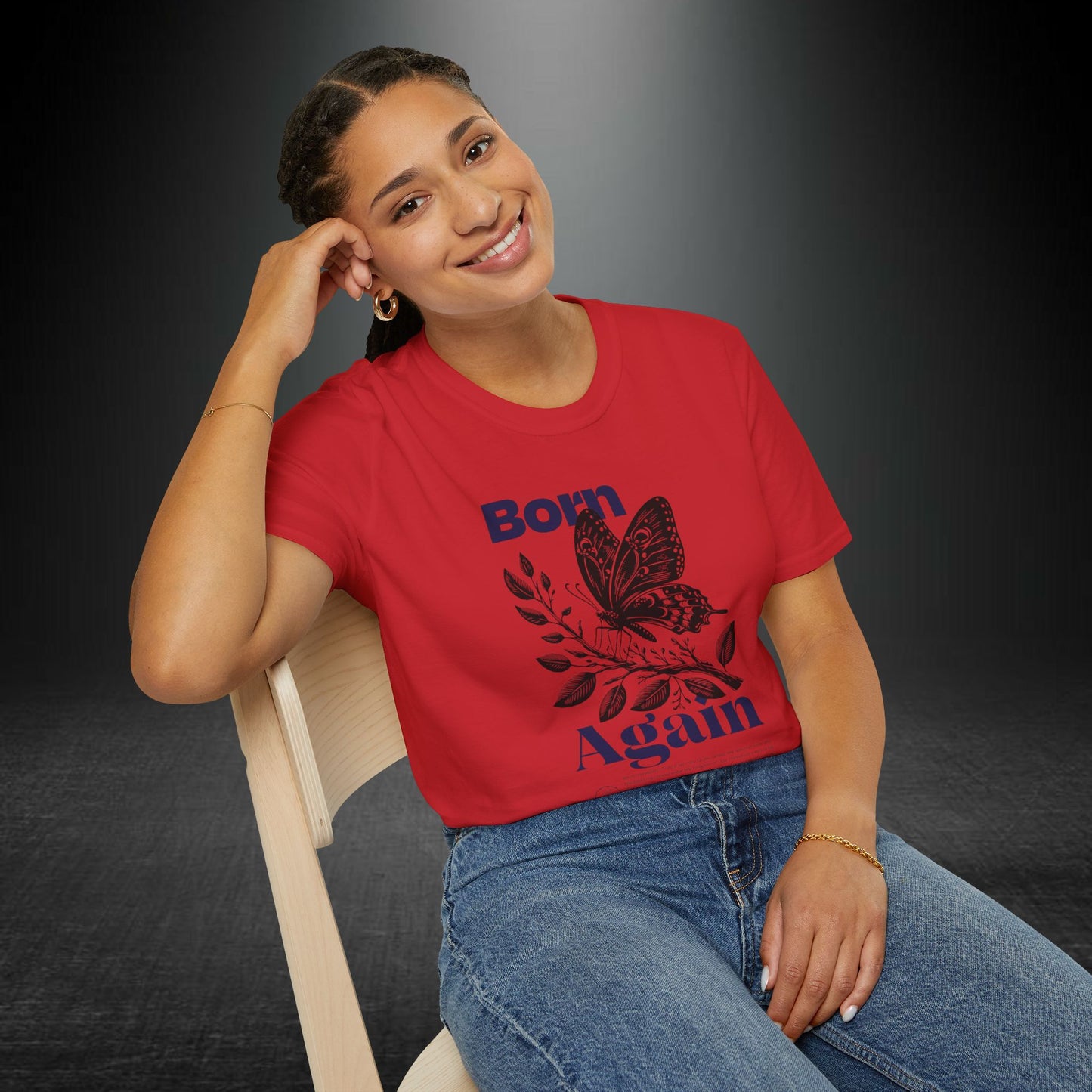 Copy of Born Again Butterfly T-Shirt | Monochrome Floral Illustration