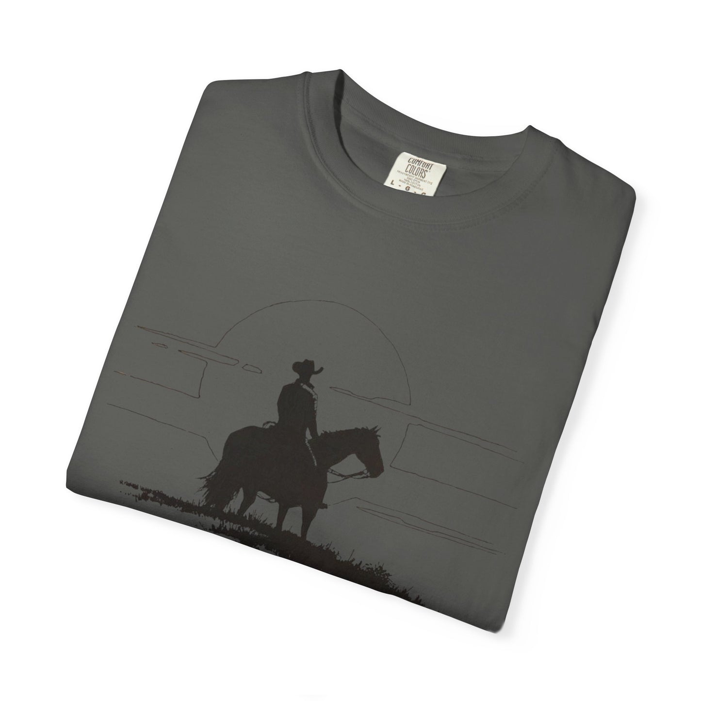 Copy of Cowboy Silhouette Horse Rider T-shirt | The Best Way Out Typographic Back Print