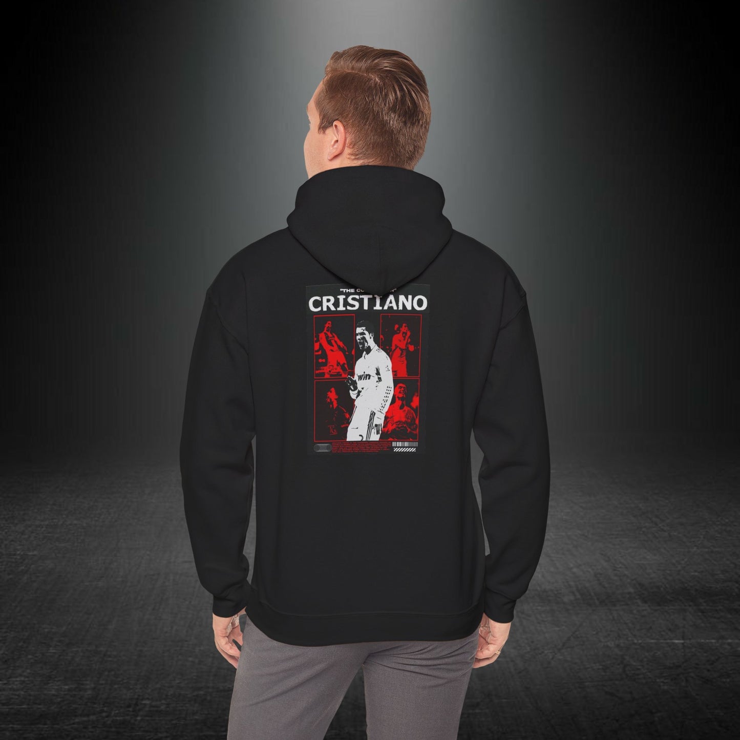 Cristiano Ronaldo Vintage Poster Baskılı Kapüşonlu Sweatshirt