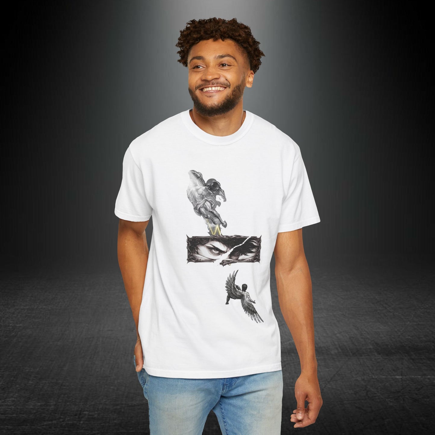 Copy of Angel Wings and Eyes T-Shirt | Graphic Tee with Angel Sketches