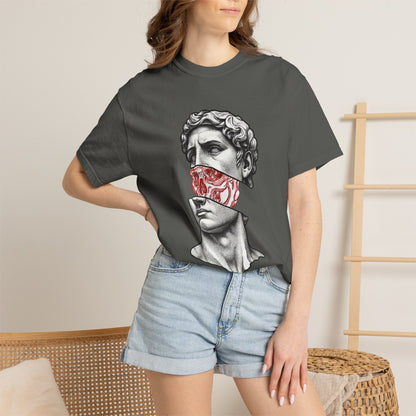 Copy of Sculpted Bust with Red Marble Band T-Shirt | Statue Art Tee