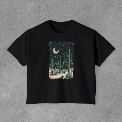 Copy of Desert Moon Cactus Night Tee | Butterfly Need Flying Graphic Tee