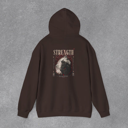 Kapüşonlu Üst — Güç Temalı Eskitme At Desenli Sweatshirt