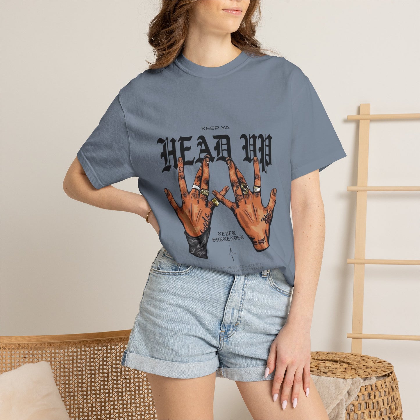 Copy of Head Up Hand Sign T-Shirt | Graffiti Bear Back Print, Streetwear Tee