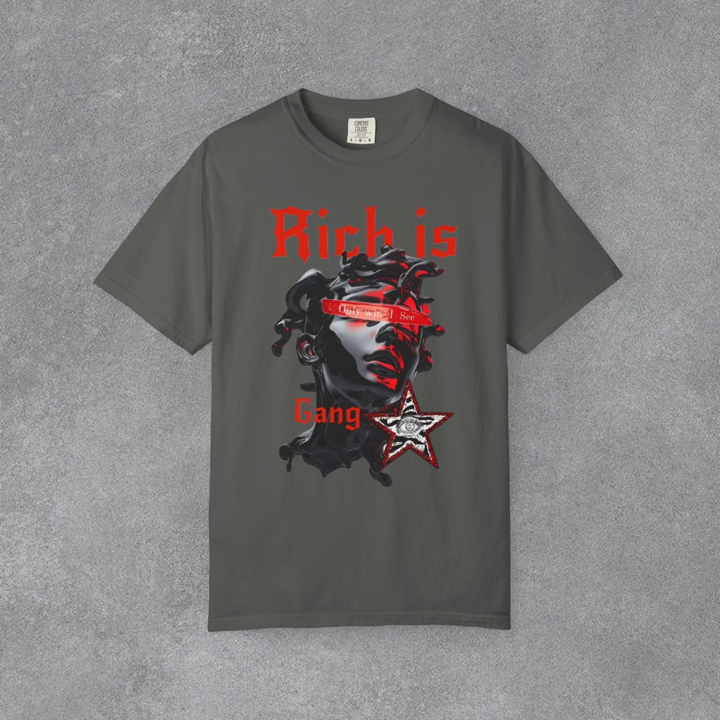 Copy of Medusa Graphic T-Shirt | Gothic Streetwear Tee | Praying Hands Graphic Shirt | Vintage Tattoo Style Tee | Unisex Garment Dyed Shirt
