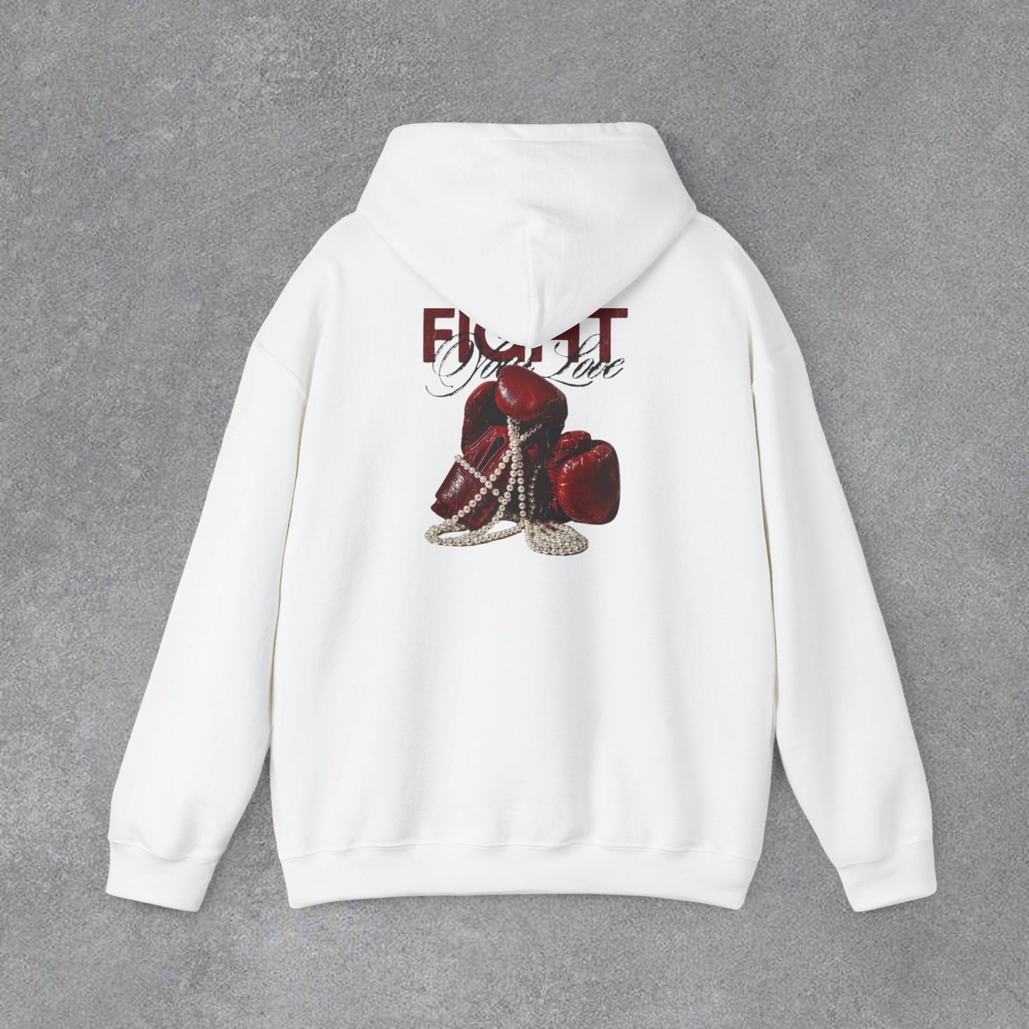 Fight Yazılı Boks Eldiveni Baskılı Erkek Kapüşonlu Sweatshirt
