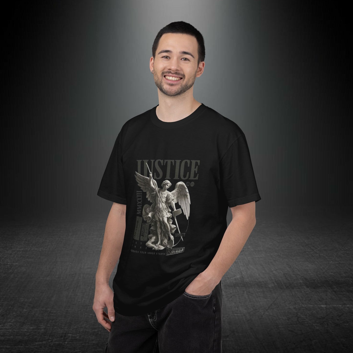 Copy of Justice Angel Illustration T-shirt | Dripping Crown Back Print