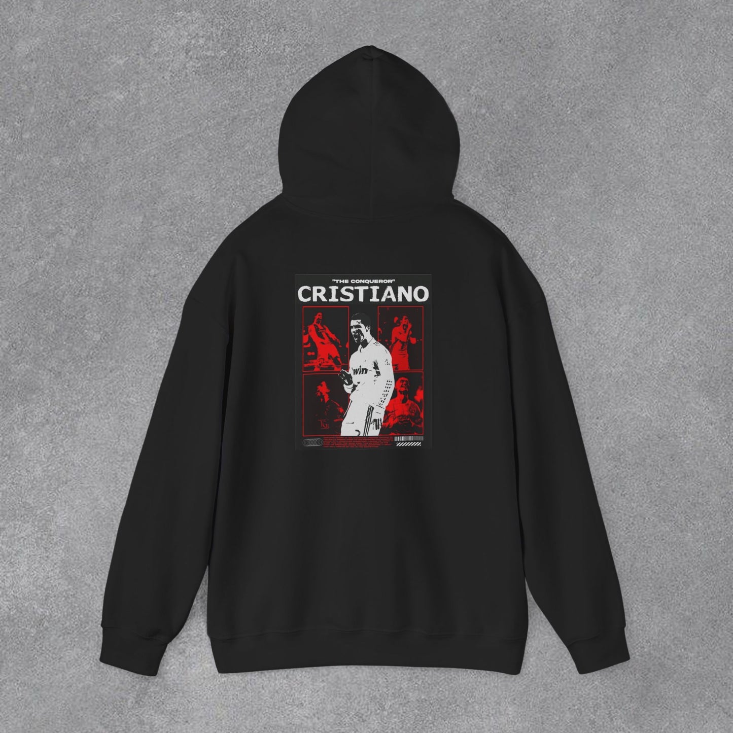 Cristiano Ronaldo Vintage Poster Baskılı Kapüşonlu Sweatshirt