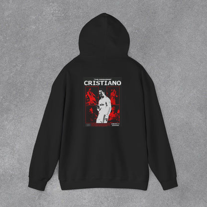 Cristiano Ronaldo Vintage Poster Baskılı Kapüşonlu Sweatshirt
