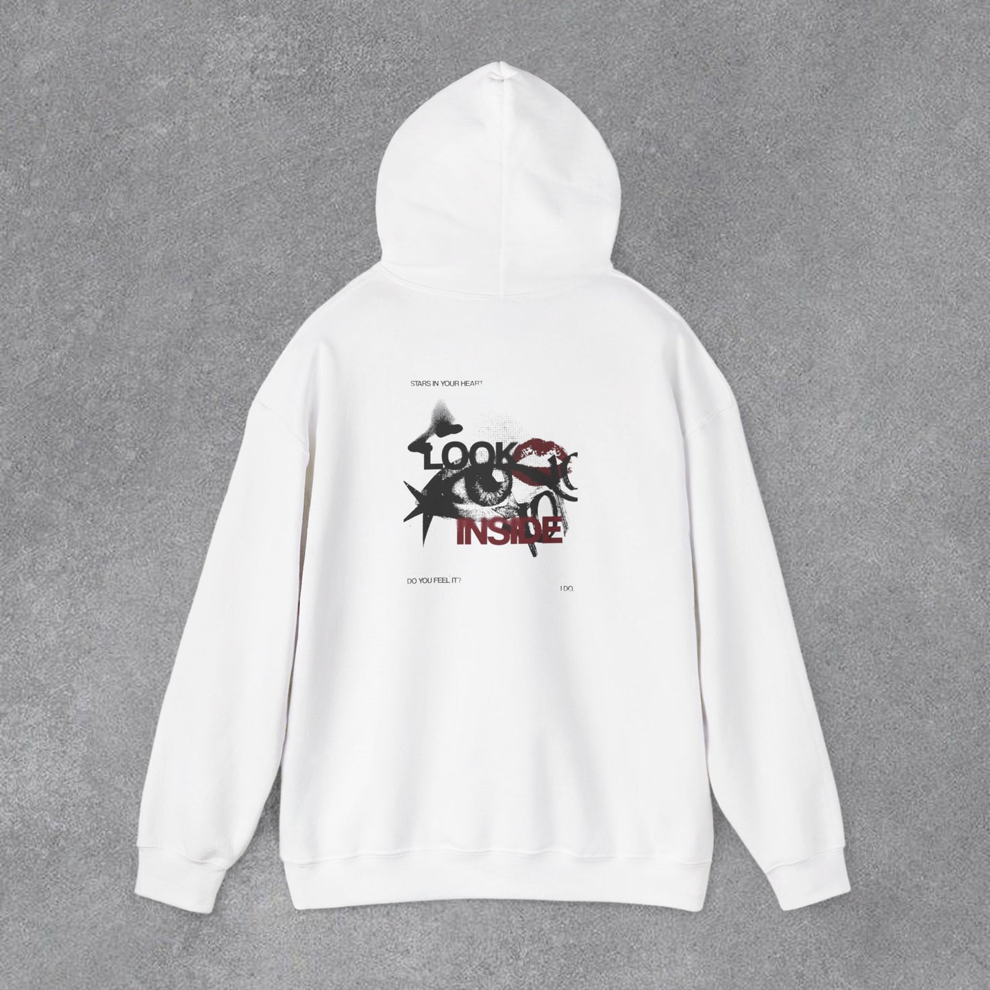 Look Inside Yazılı Göz Baskılı Erkek Kapüşonlu Sweatshirt