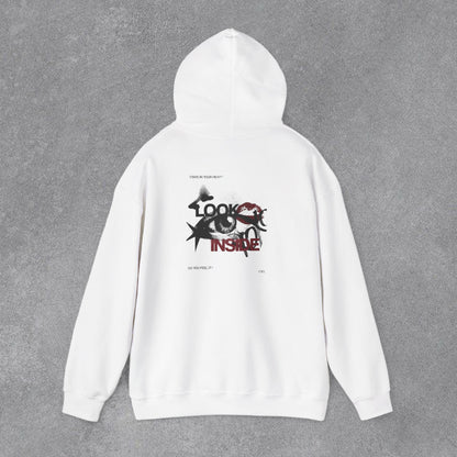Look Inside Yazılı Göz Baskılı Erkek Kapüşonlu Sweatshirt