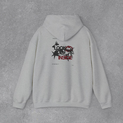Look Inside Yazılı Göz Baskılı Erkek Kapüşonlu Sweatshirt