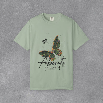 Butterfly Script Graphic T-Shirt – "About" Vintage Botanical Tee