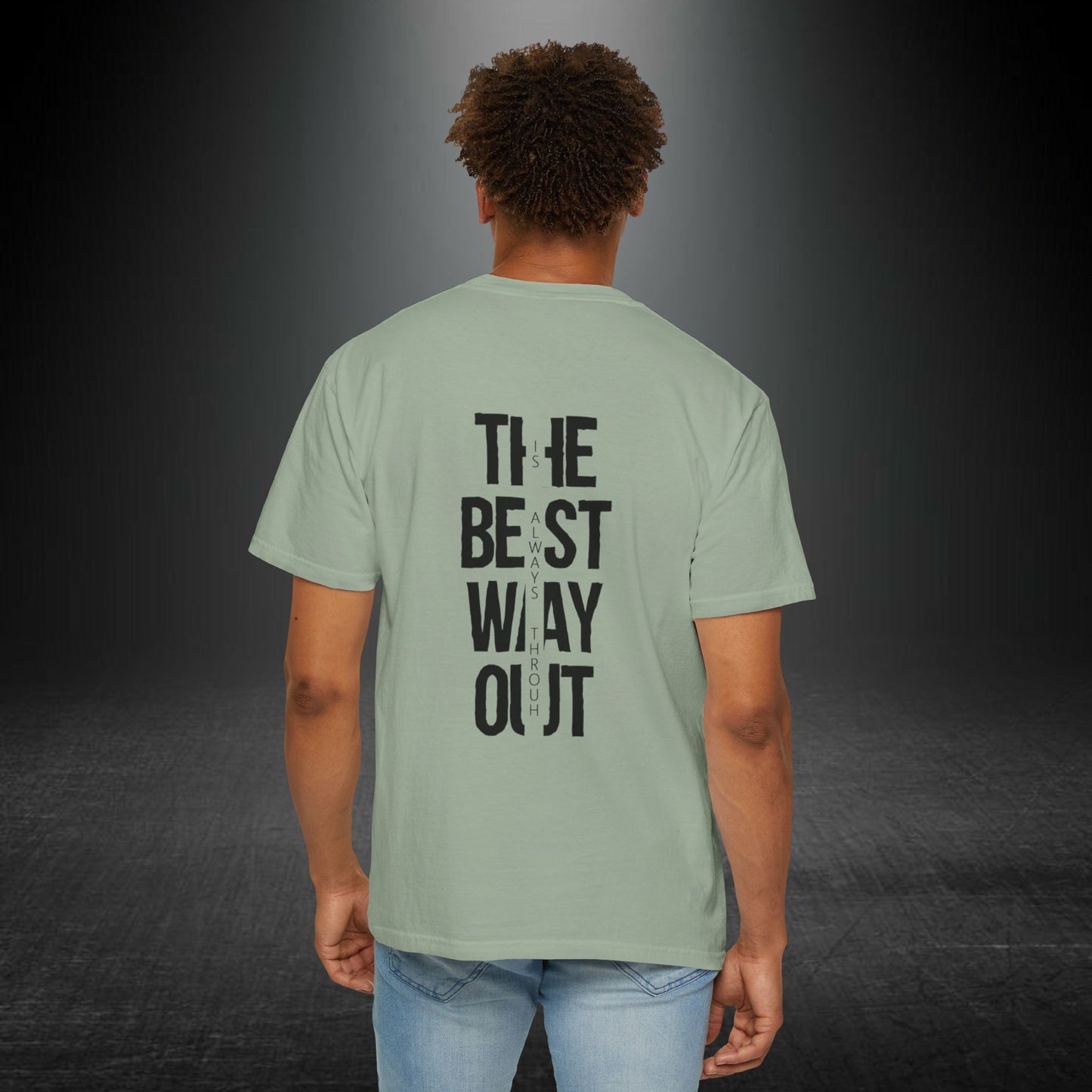 Copy of Cowboy Silhouette Horse Rider T-shirt | The Best Way Out Typographic Back Print
