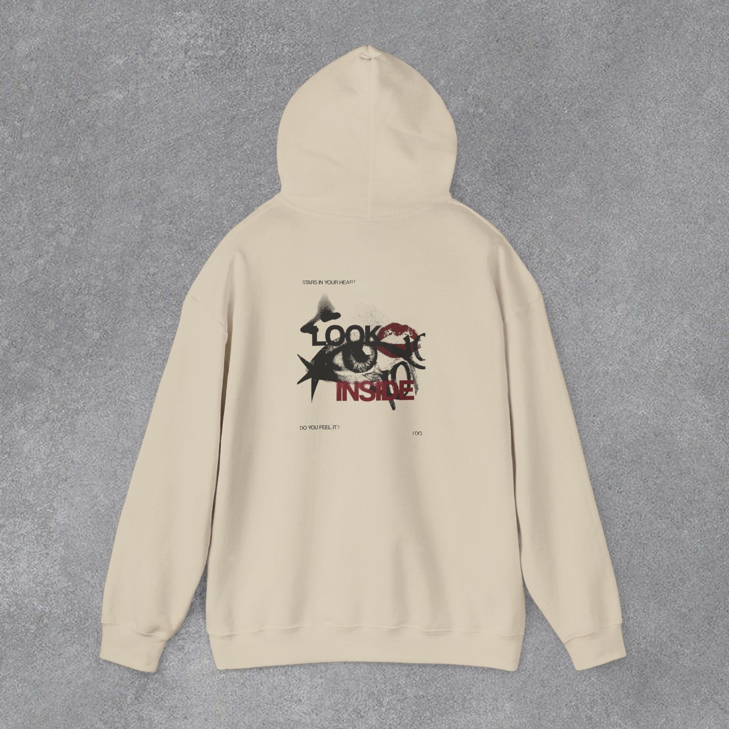 Look Inside Yazılı Göz Baskılı Erkek Kapüşonlu Sweatshirt