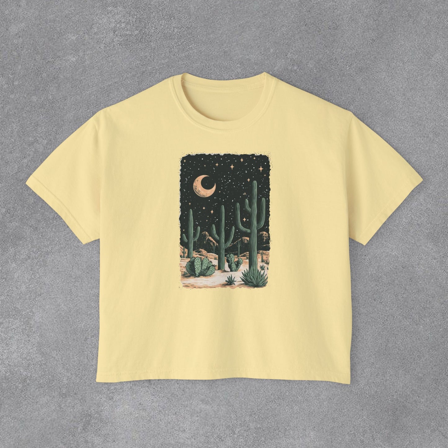 Copy of Desert Moon Cactus Night Tee | Butterfly Need Flying Graphic Tee
