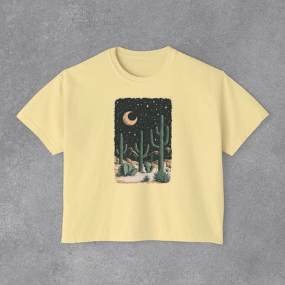 Copy of Desert Moon Cactus Night Tee | Butterfly Need Flying Graphic Tee