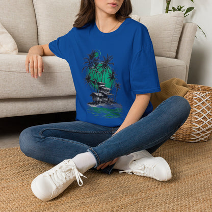 Copy of Tropical Palm Island T-Shirt | Palm Trees, Moonlit Beach, Surf Shack