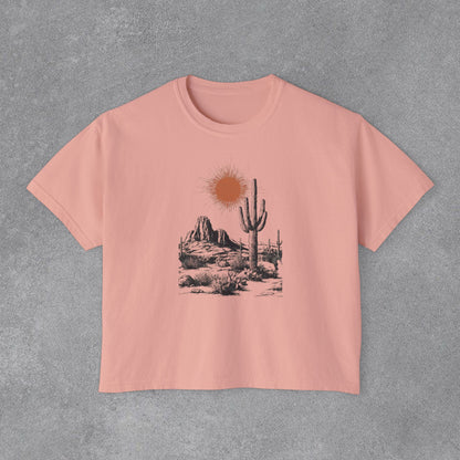 Copy of Desert Cactus Landscape Tee | Women's Boxy Tee