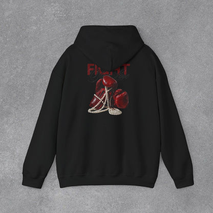 Fight Yazılı Boks Eldiveni Baskılı Erkek Kapüşonlu Sweatshirt