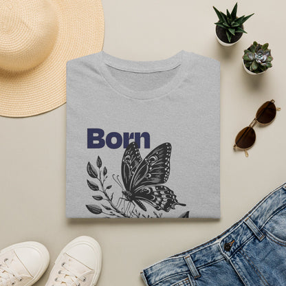 Copy of Born Again Butterfly T-Shirt | Monochrome Floral Illustration