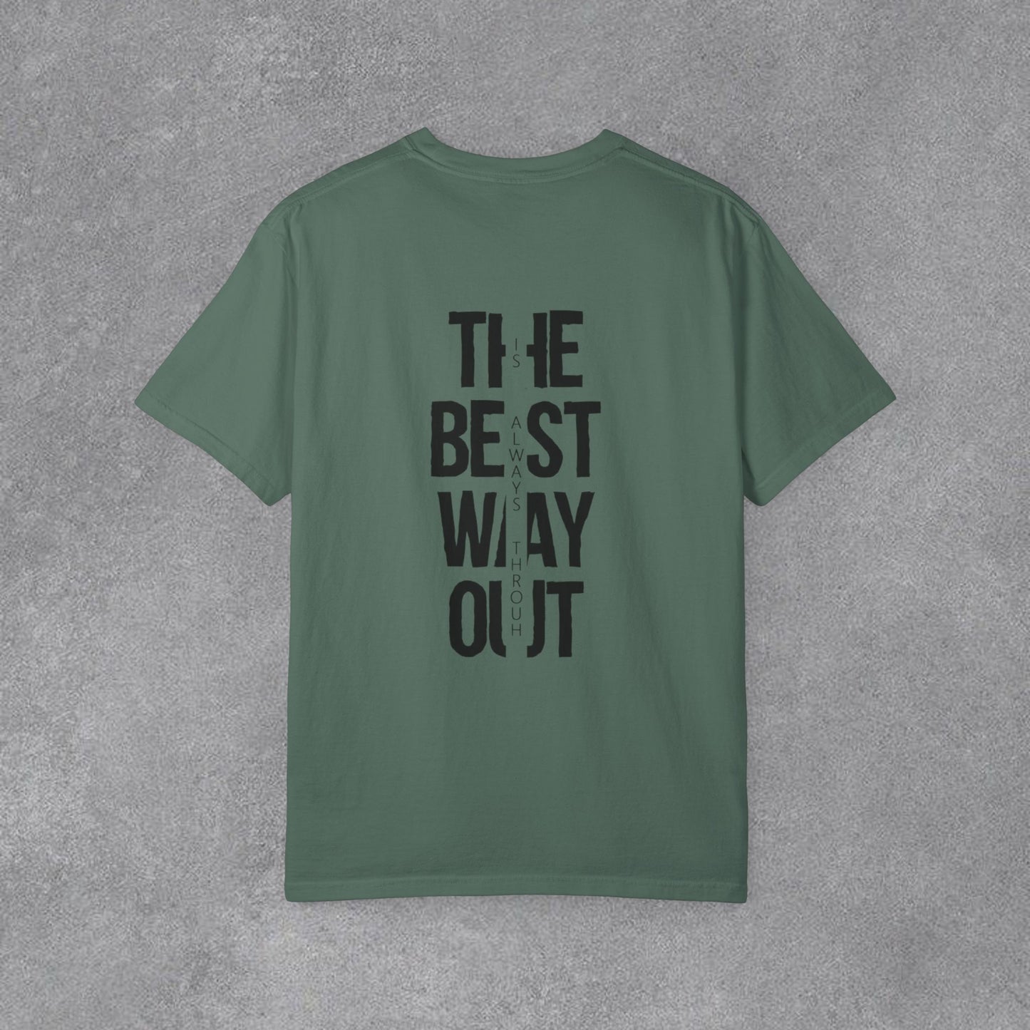 Copy of Cowboy Silhouette Horse Rider T-shirt | The Best Way Out Typographic Back Print