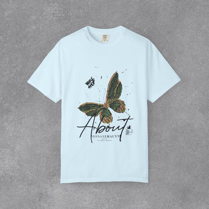 Butterfly Script Graphic T-Shirt – "About" Vintage Botanical Tee