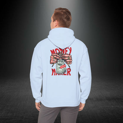 Money Maker Yazılı Para Tutan Eller Sırt Baskılı Kapüşonlu Sweatshirt