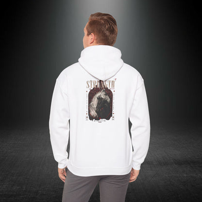 Kapüşonlu Üst — Güç Temalı Eskitme At Desenli Sweatshirt