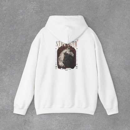 Kapüşonlu Üst — Güç Temalı Eskitme At Desenli Sweatshirt