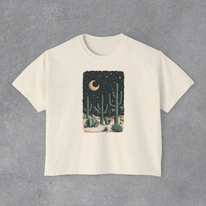 Copy of Desert Moon Cactus Night Tee | Butterfly Need Flying Graphic Tee