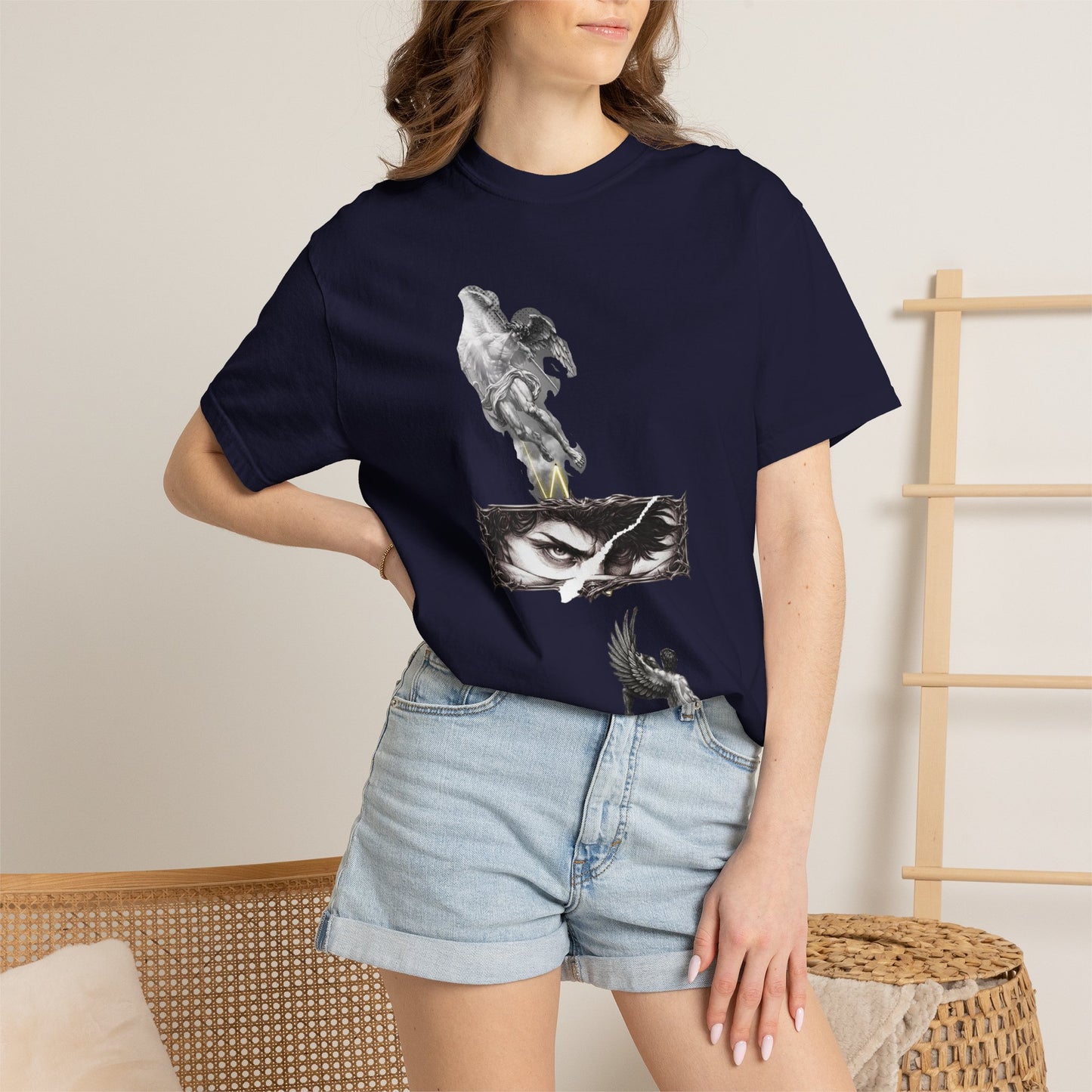 Copy of Angel Wings and Eyes T-Shirt | Graphic Tee with Angel Sketches