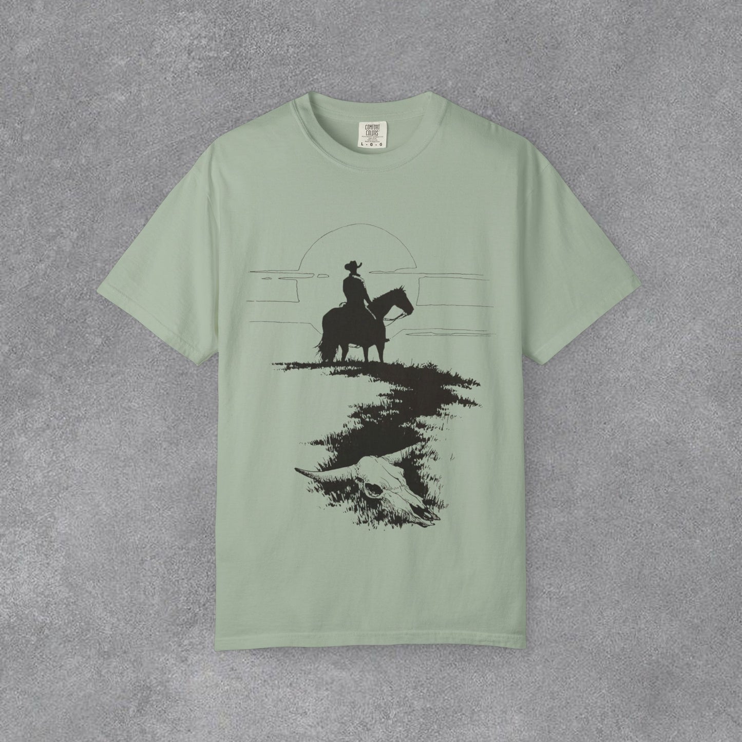 Copy of Cowboy Silhouette Horse Rider T-shirt | The Best Way Out Typographic Back Print